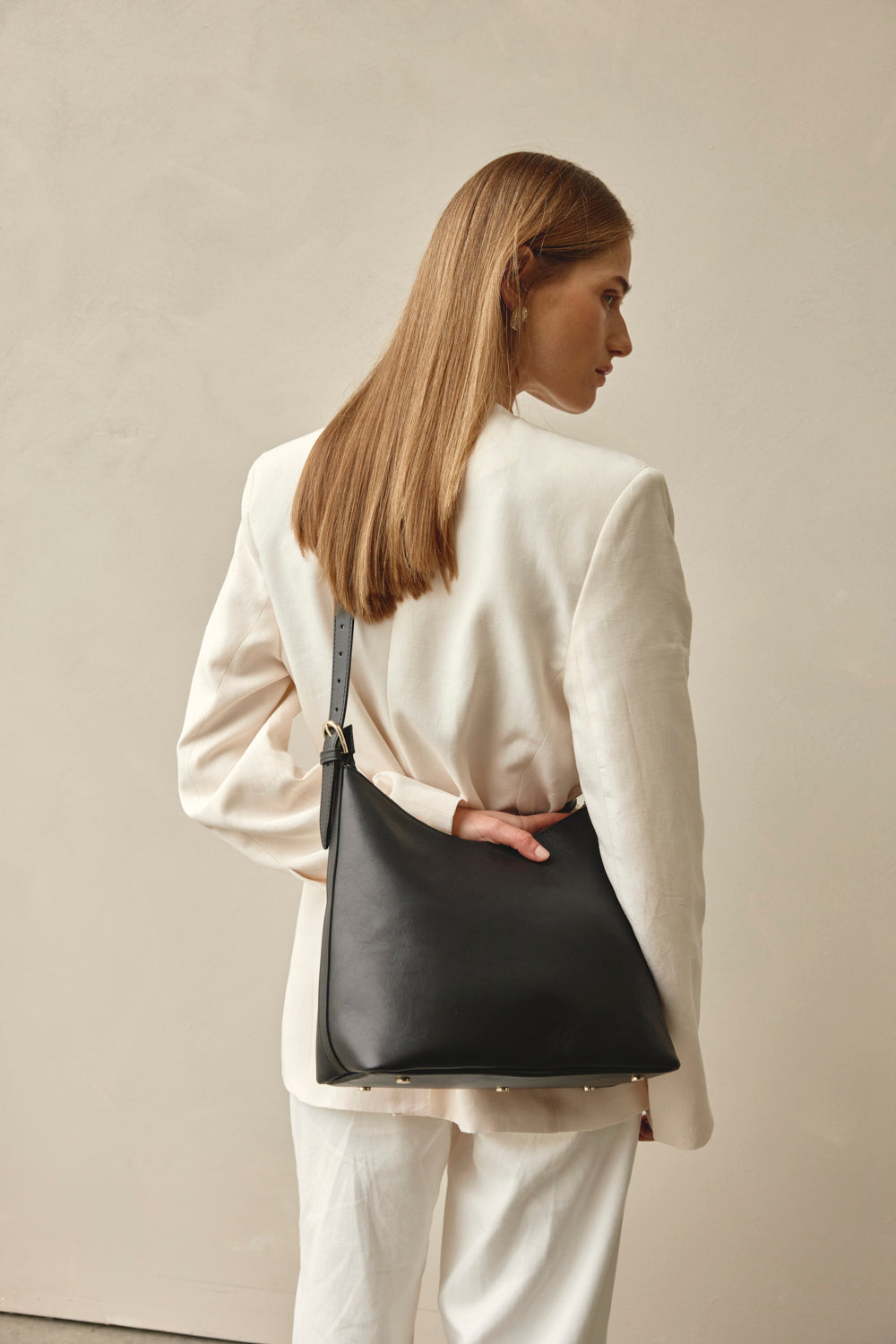 Harper Black Leather Hobo