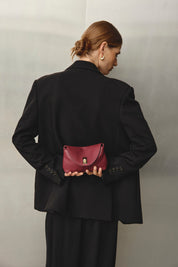 Sloane Mini Bordeaux Leather Crossbody Clutch