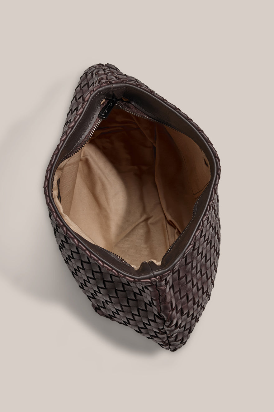Piper Woven Dark Chocolate Clutch