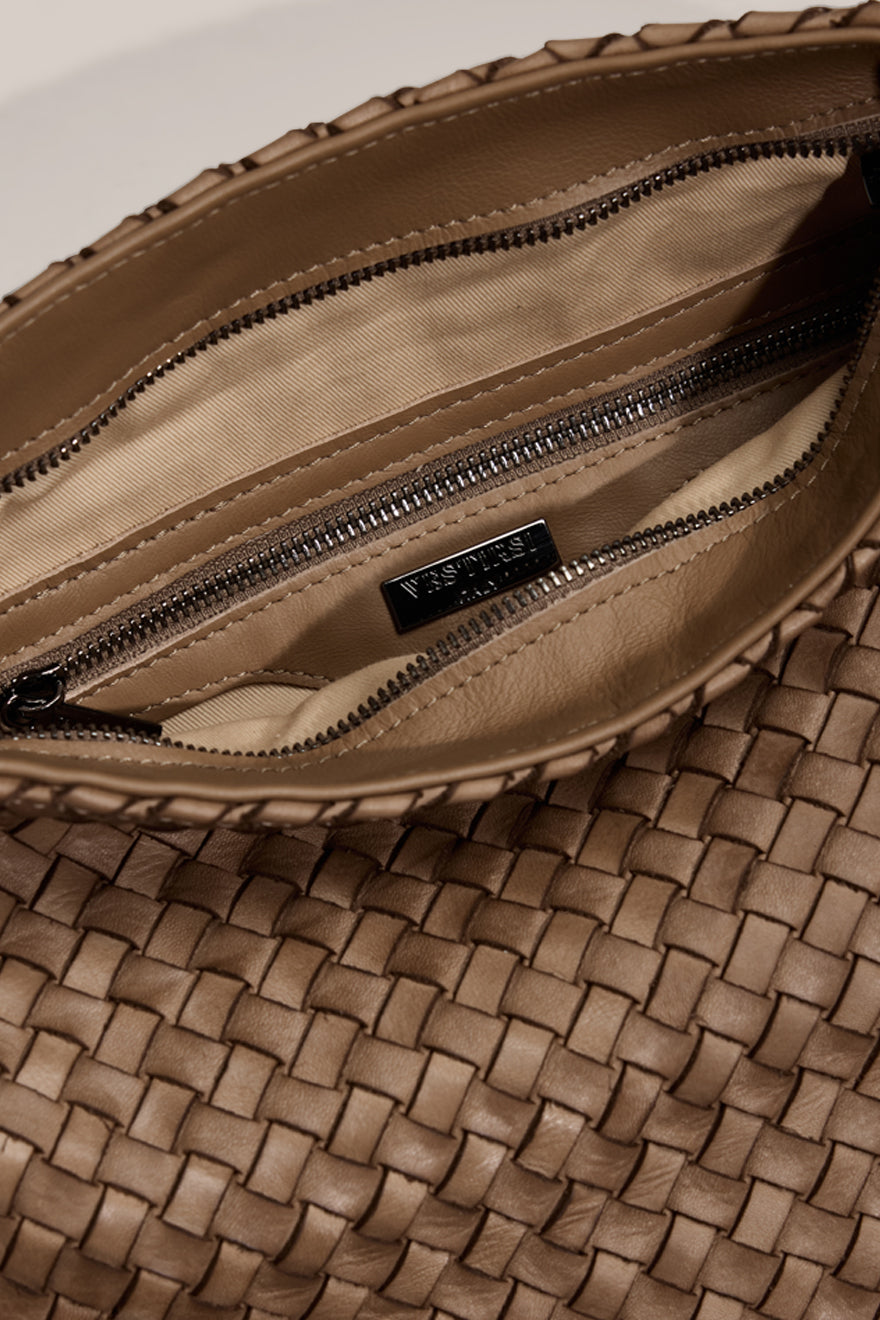 Piper Woven Taupe Clutch