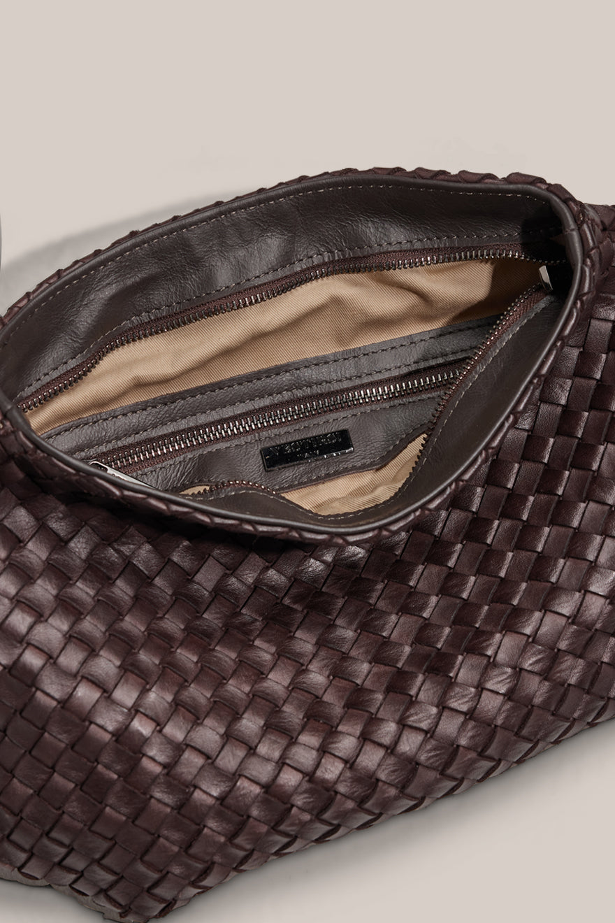 Piper Woven Dark Chocolate Clutch