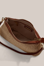 Ashley Tan Raffia Crossbody Bag
