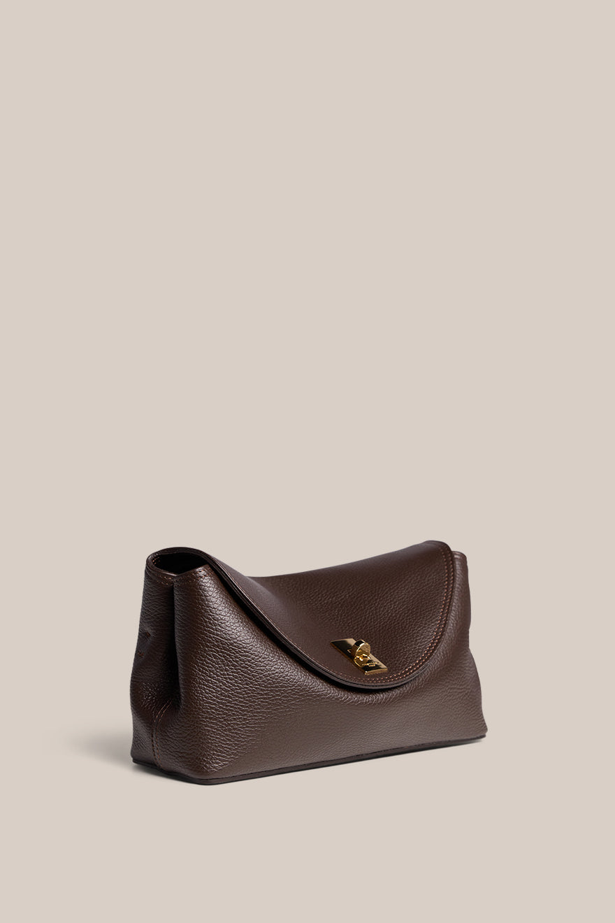 Sloane Dark Chocolate Leather Crossbody Clutch
