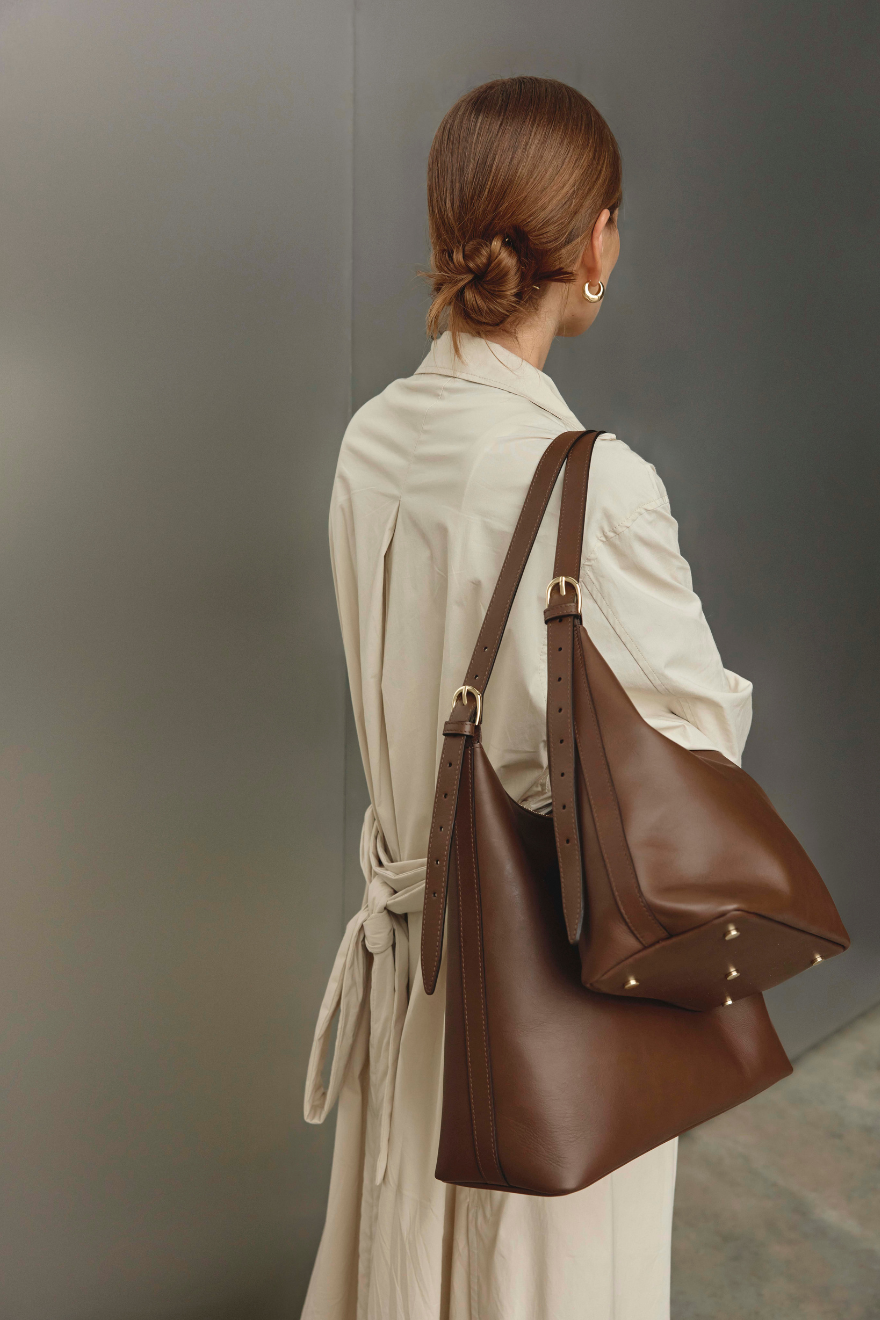 Harper Large Chocolate Leather Hobo