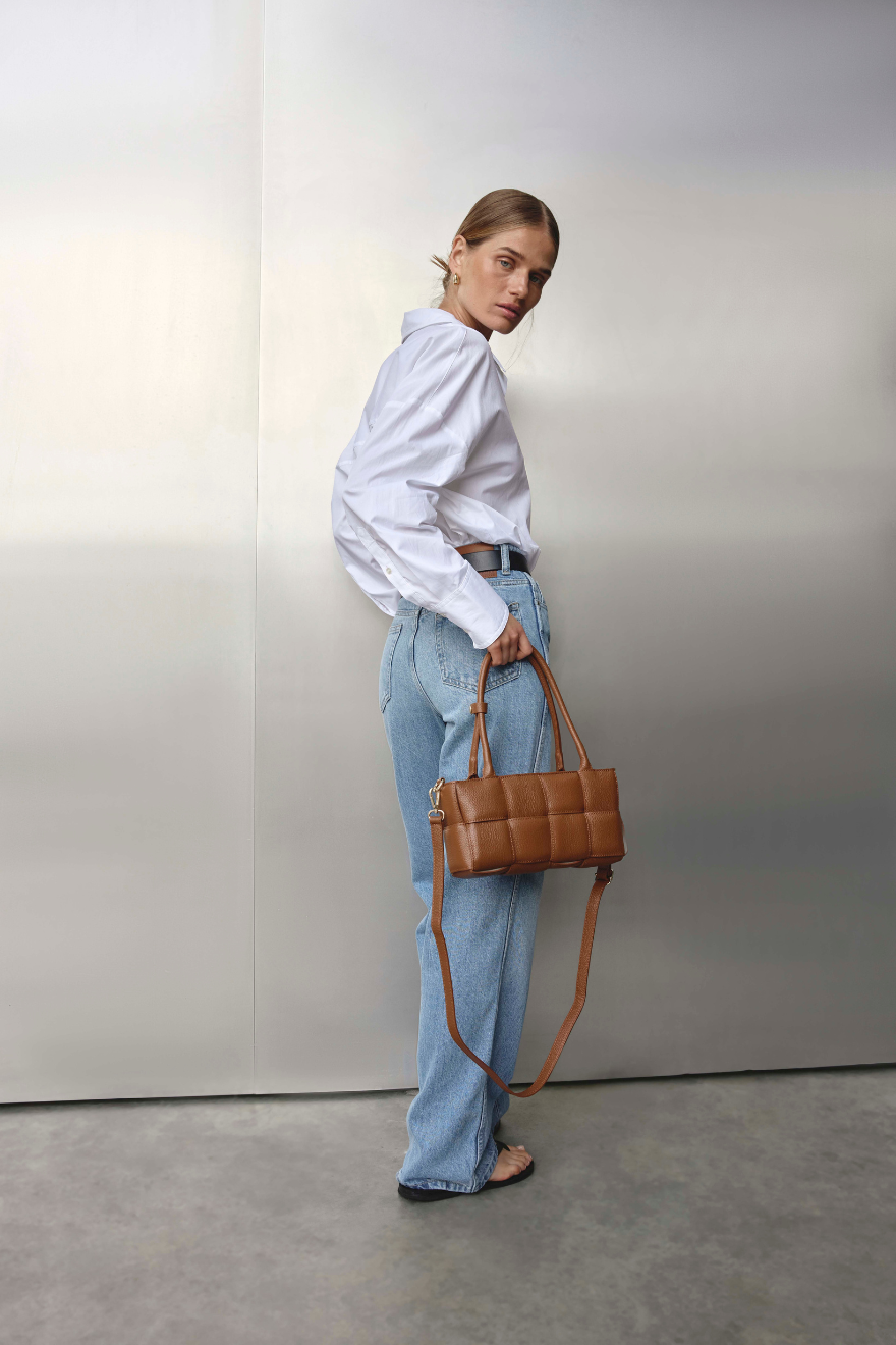 Margot Chestnut Woven Baguette