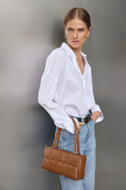 Margot Chestnut Woven Baguette