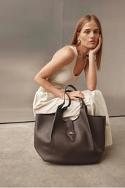 Grace Large Dark Chocolate East West Tote