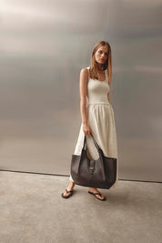 Grace Large Dark Chocolate East West Tote