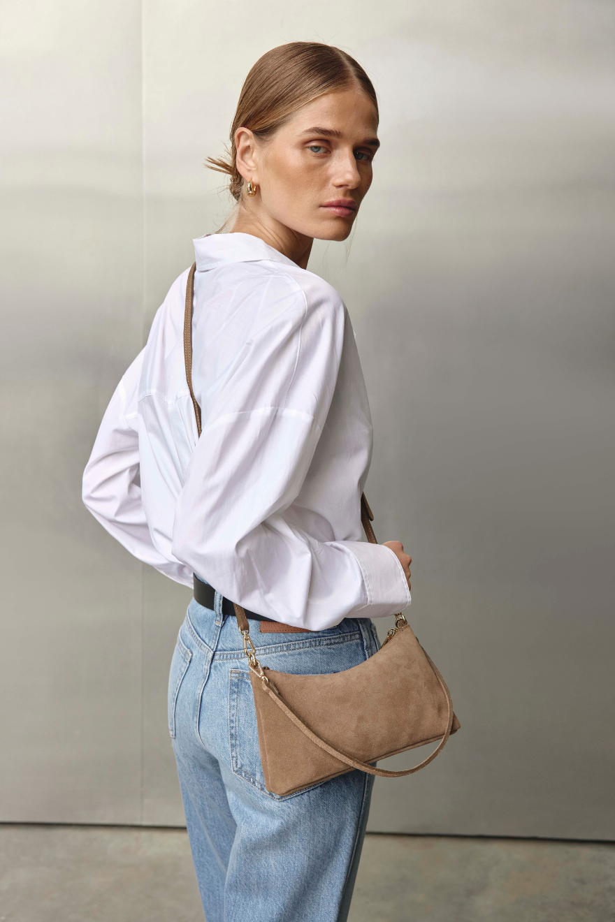 Ashley Brown Suede Crossbody Bag