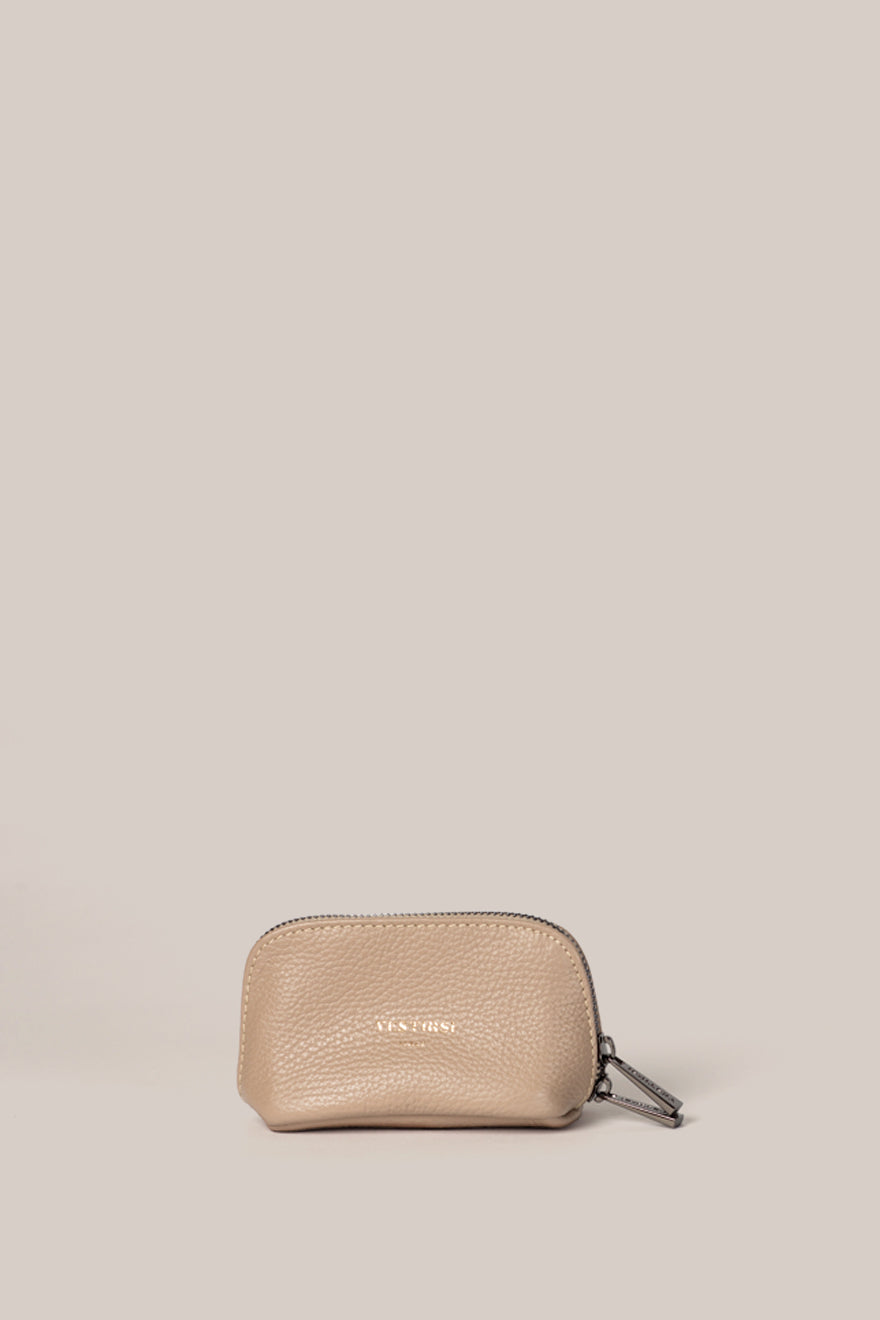 Leather Beige Cosmetic Pouch Duo