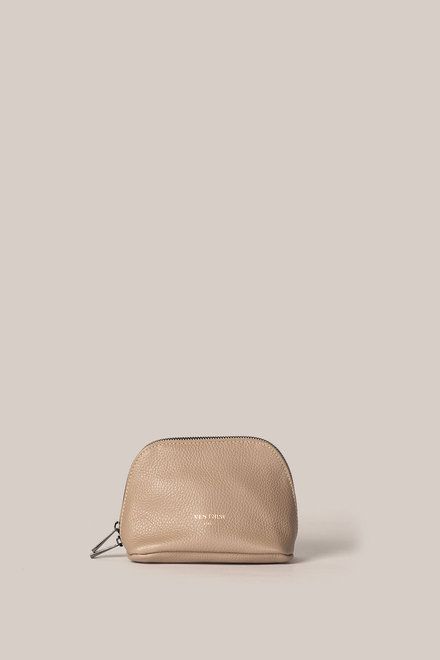 Leather Beige Cosmetic Pouch Duo