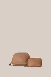 Leather Milk Chocolate Cosmetic Pouch Duo