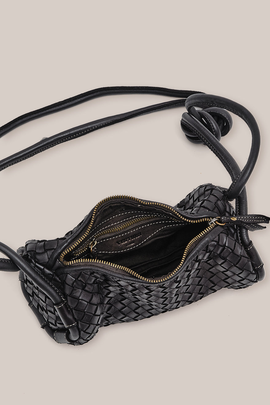 Woven Tube Crossbody Black