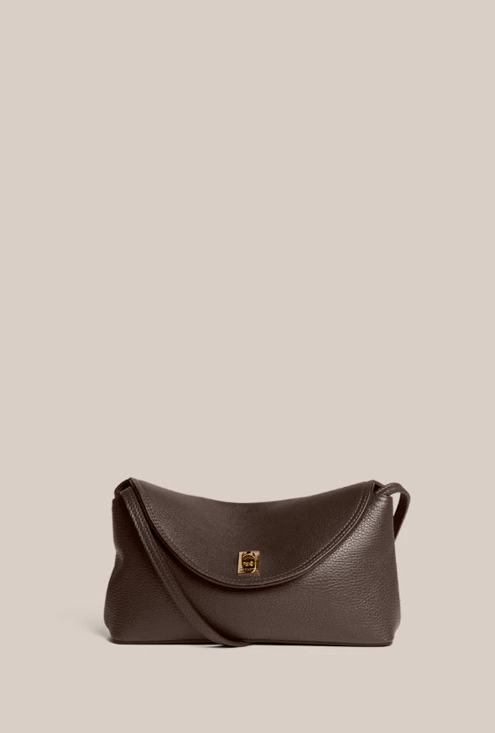 Sloane Dark Chocolate Leather Crossbody Clutch