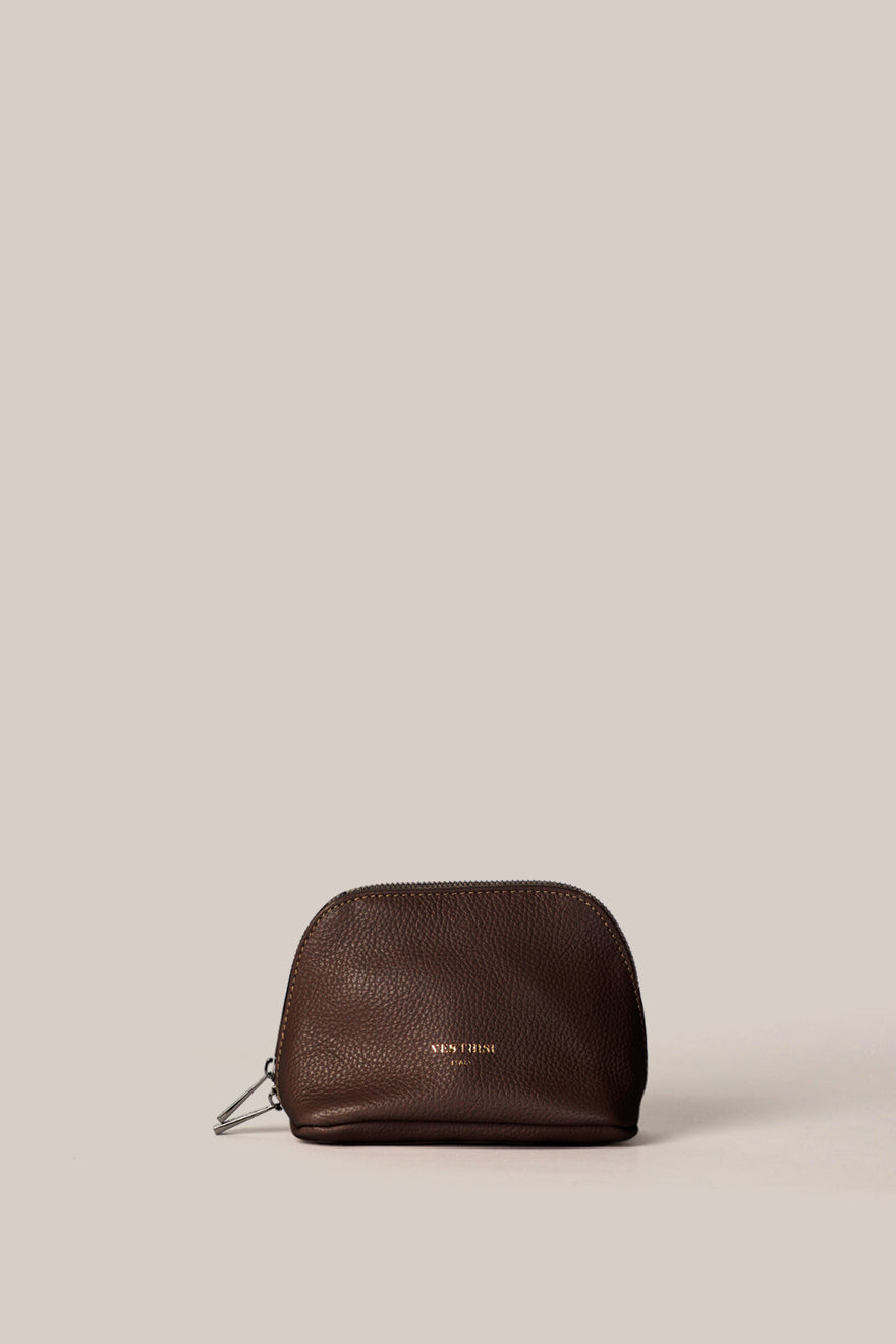Leather Dark Chocolate Cosmetic Pouch Duo - VESTIRSI