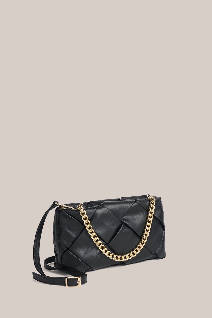 Gabrielle Black Woven Leather Bag