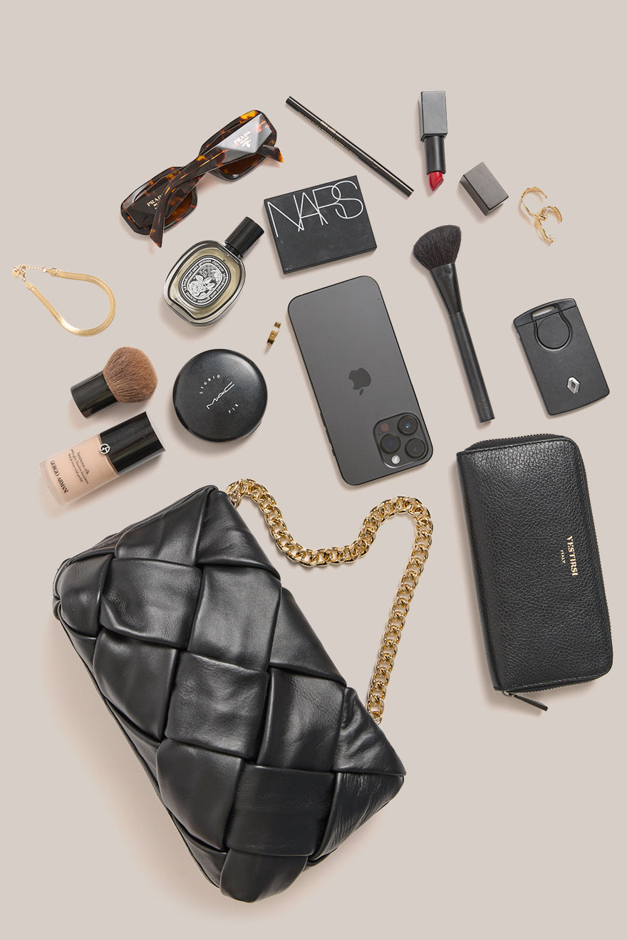 Gabrielle Black Woven Leather Bag