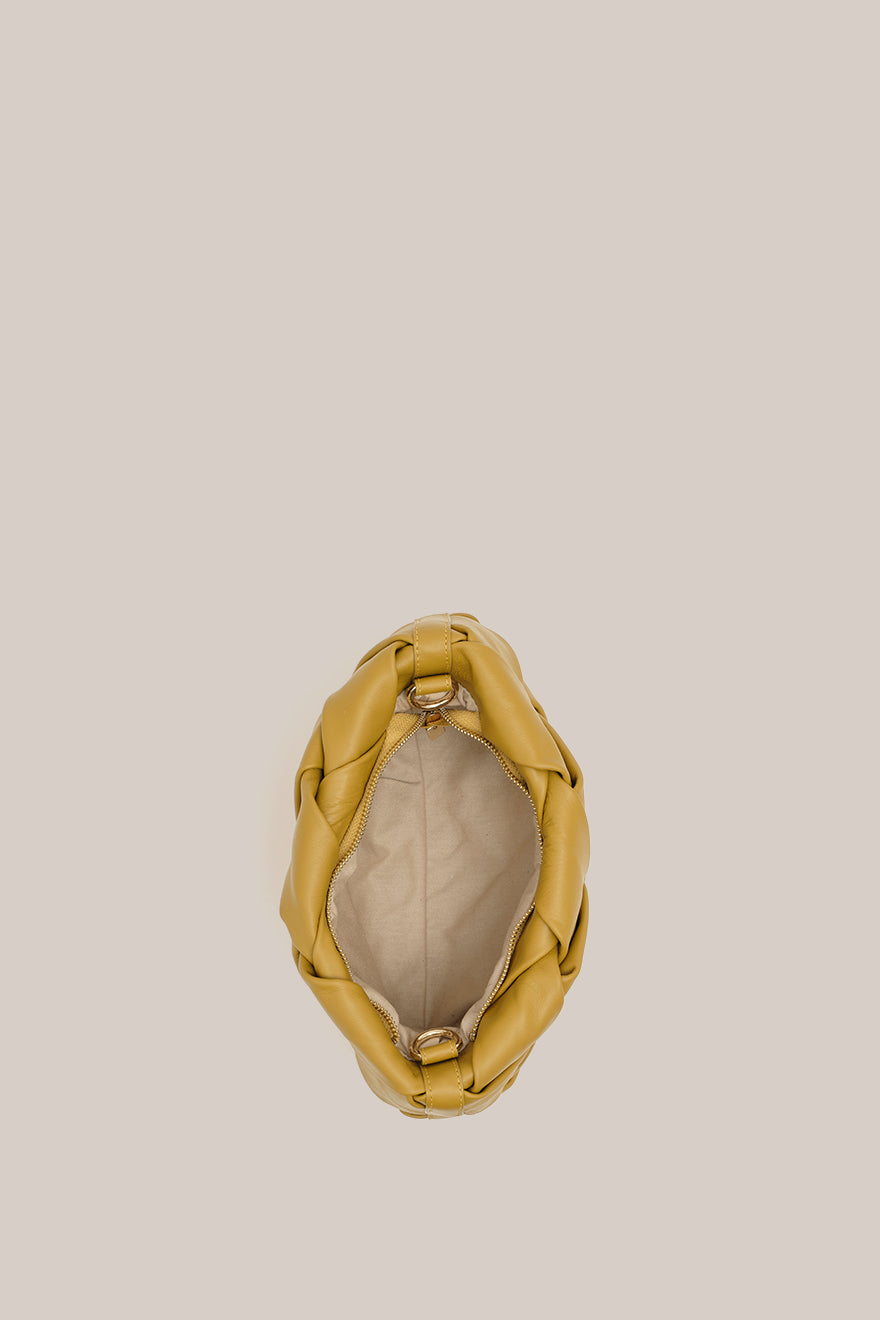 Gabrielle Mustard Woven Leather Bag
