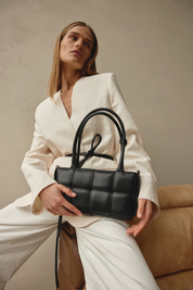 Margot Black Woven Baguette