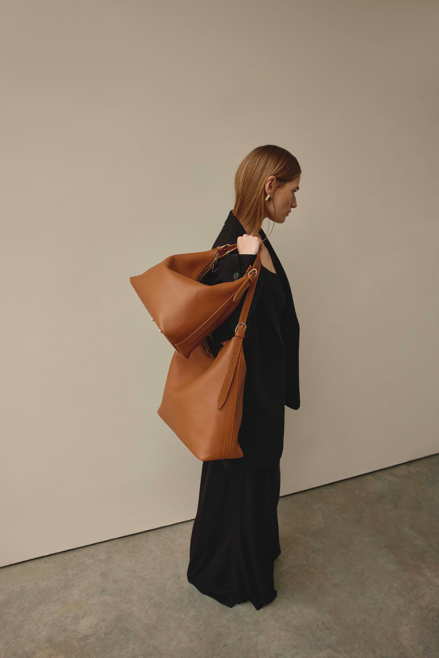 Harper Large Tan Leather Hobo