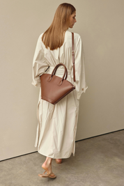 Jamie Chocolate Leather Tote