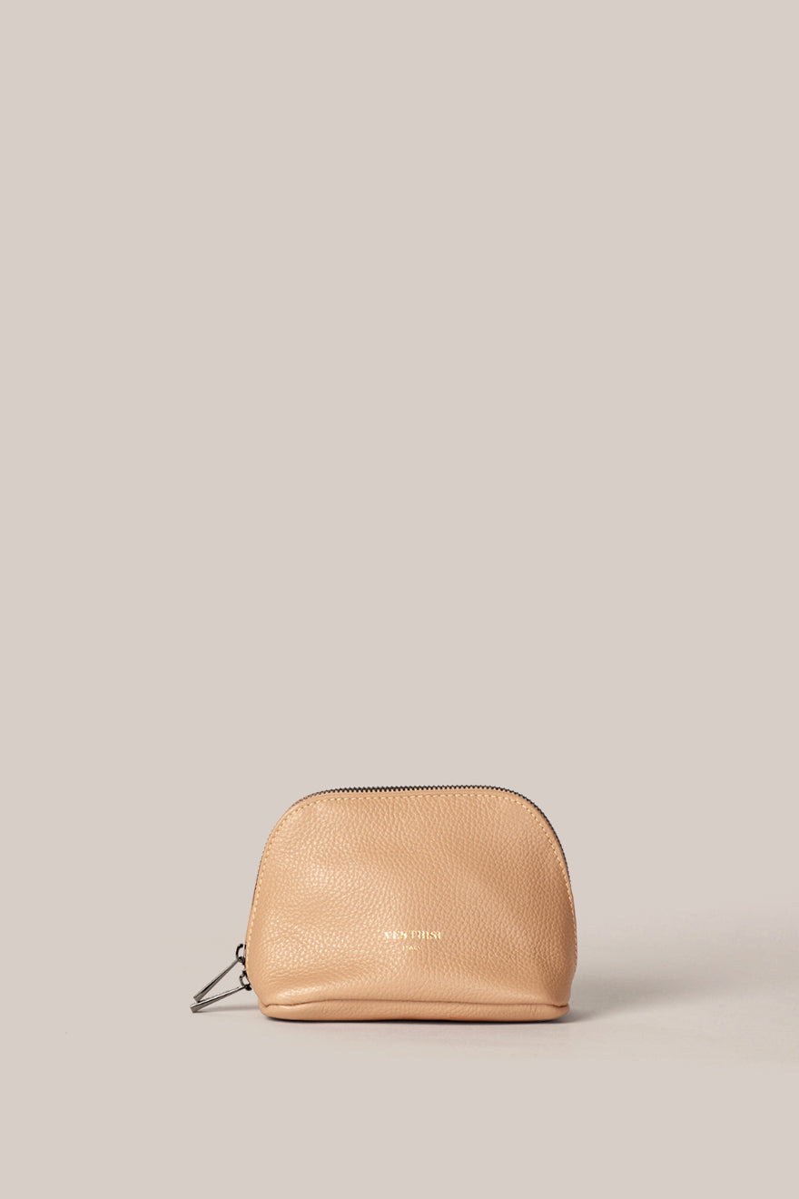 Leather Light Tan Cosmetic Pouch Duo