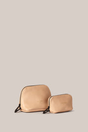 Leather Light Tan Cosmetic Pouch Duo