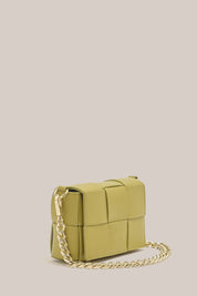 Margot Mini Pistacchio Leather Woven Bag