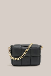 Margot Black Leather Woven Bag