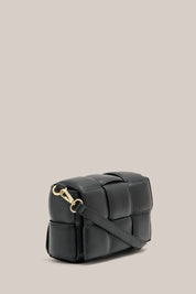 Margot Black Leather Woven Bag