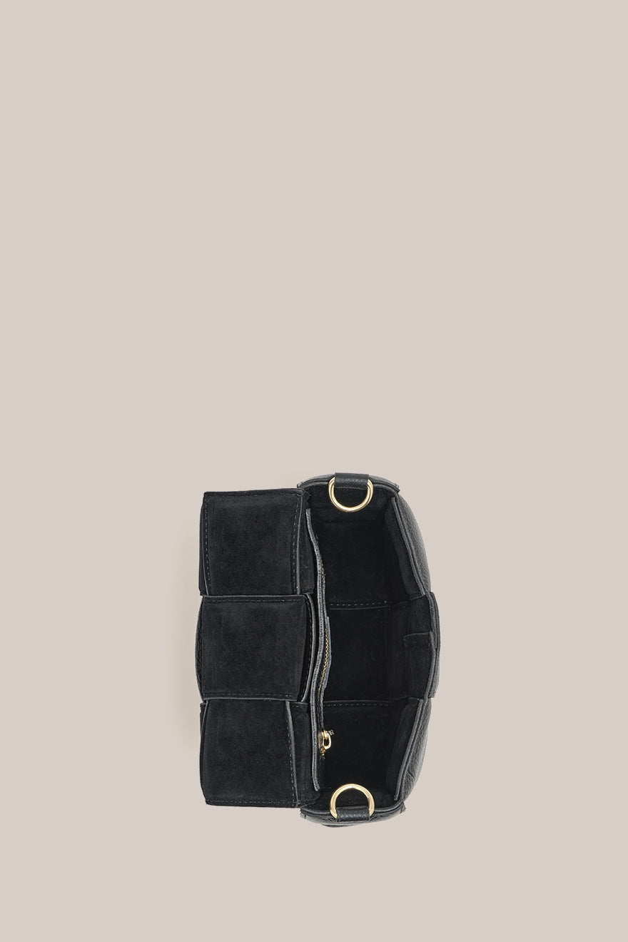 Margot Black Leather Woven Bag