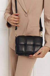 Margot Black Leather Woven Bag