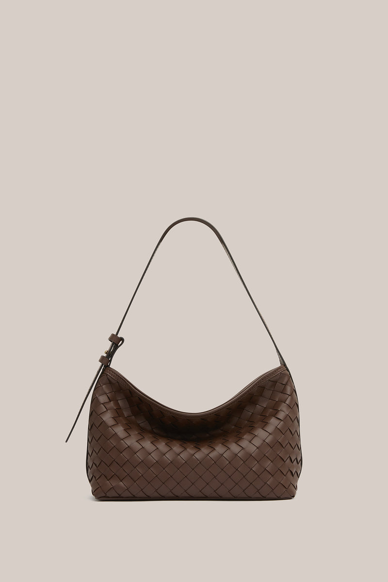 Elena Woven Shoulder Bag Chocolate