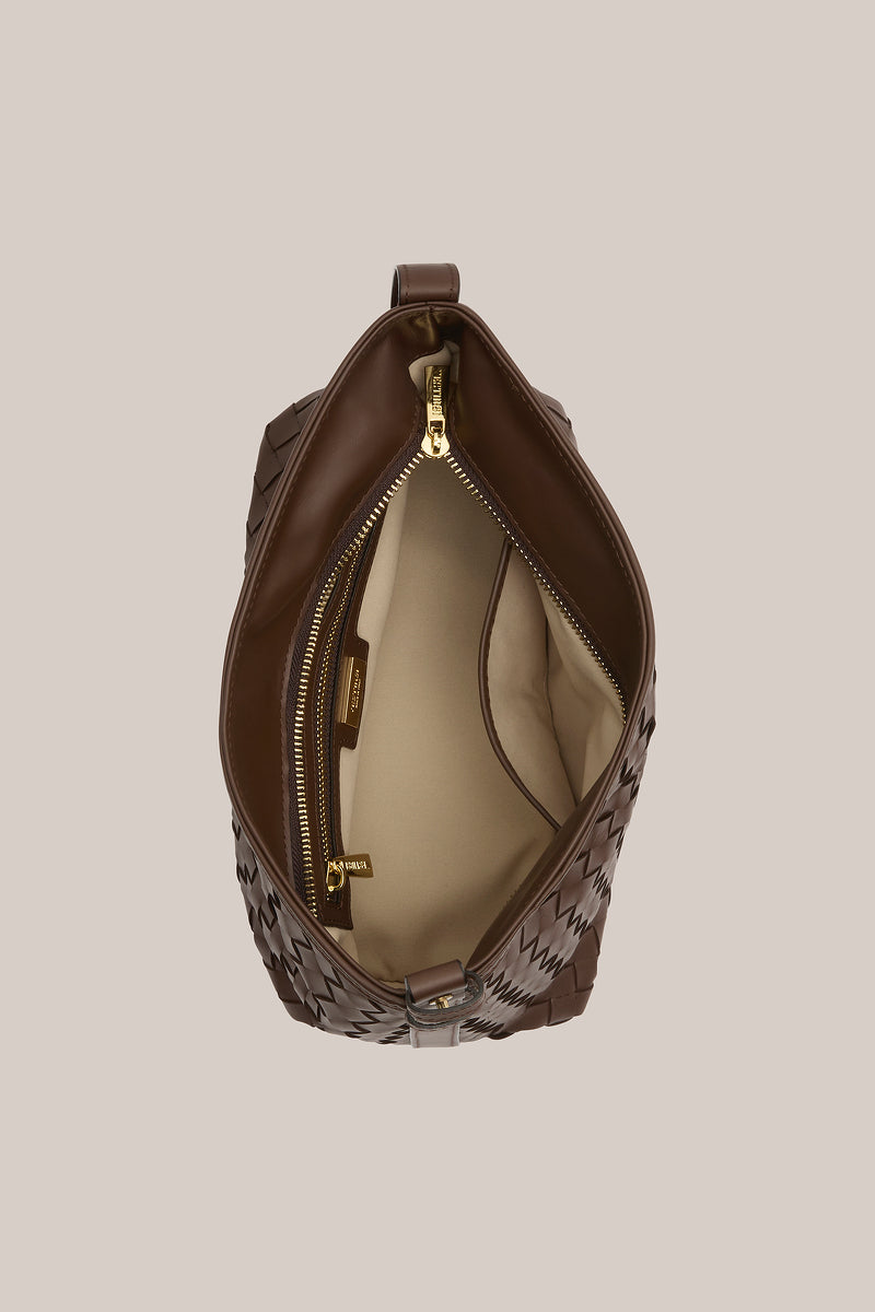 Elena Woven Shoulder Bag Chocolate