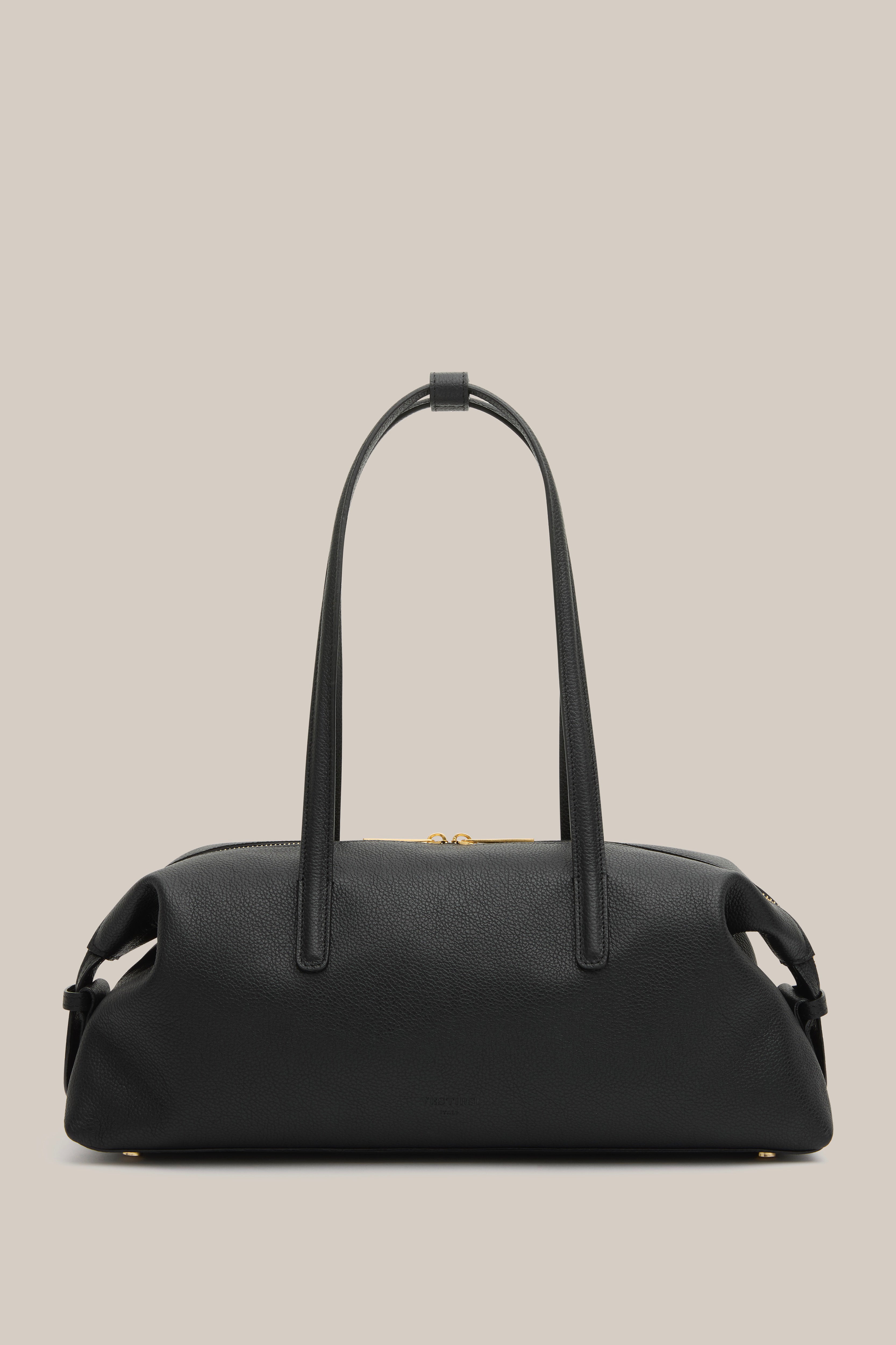 Gia Leather Shoulder Bag Black