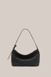 Elena Woven Shoulder Bag Black