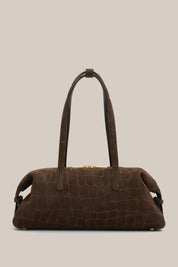 Gia Croc Suede Shoulder Bag Chocolate