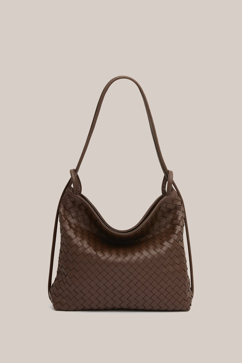 Woven Bella Convertible Backpack Chocolate