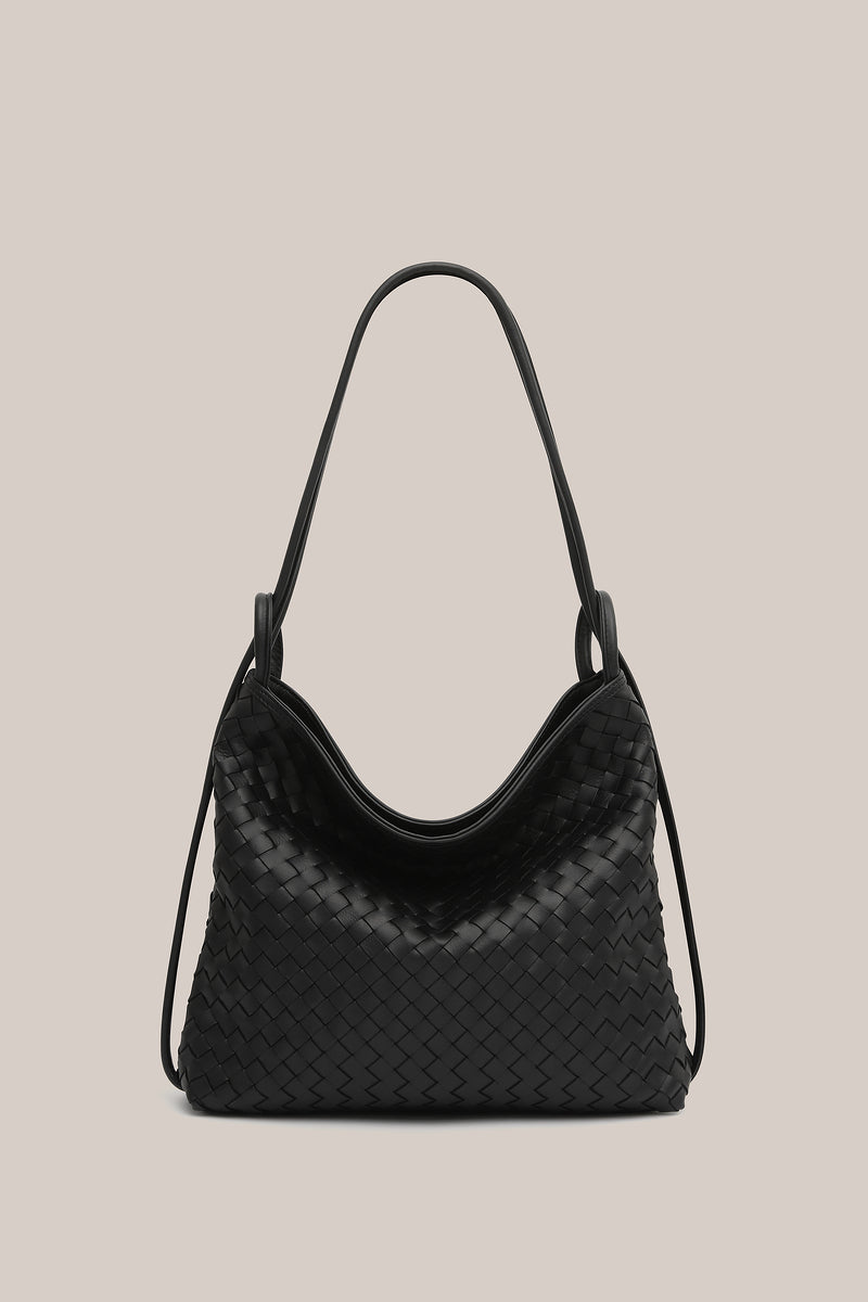 Woven Bella Convertible Backpack Black