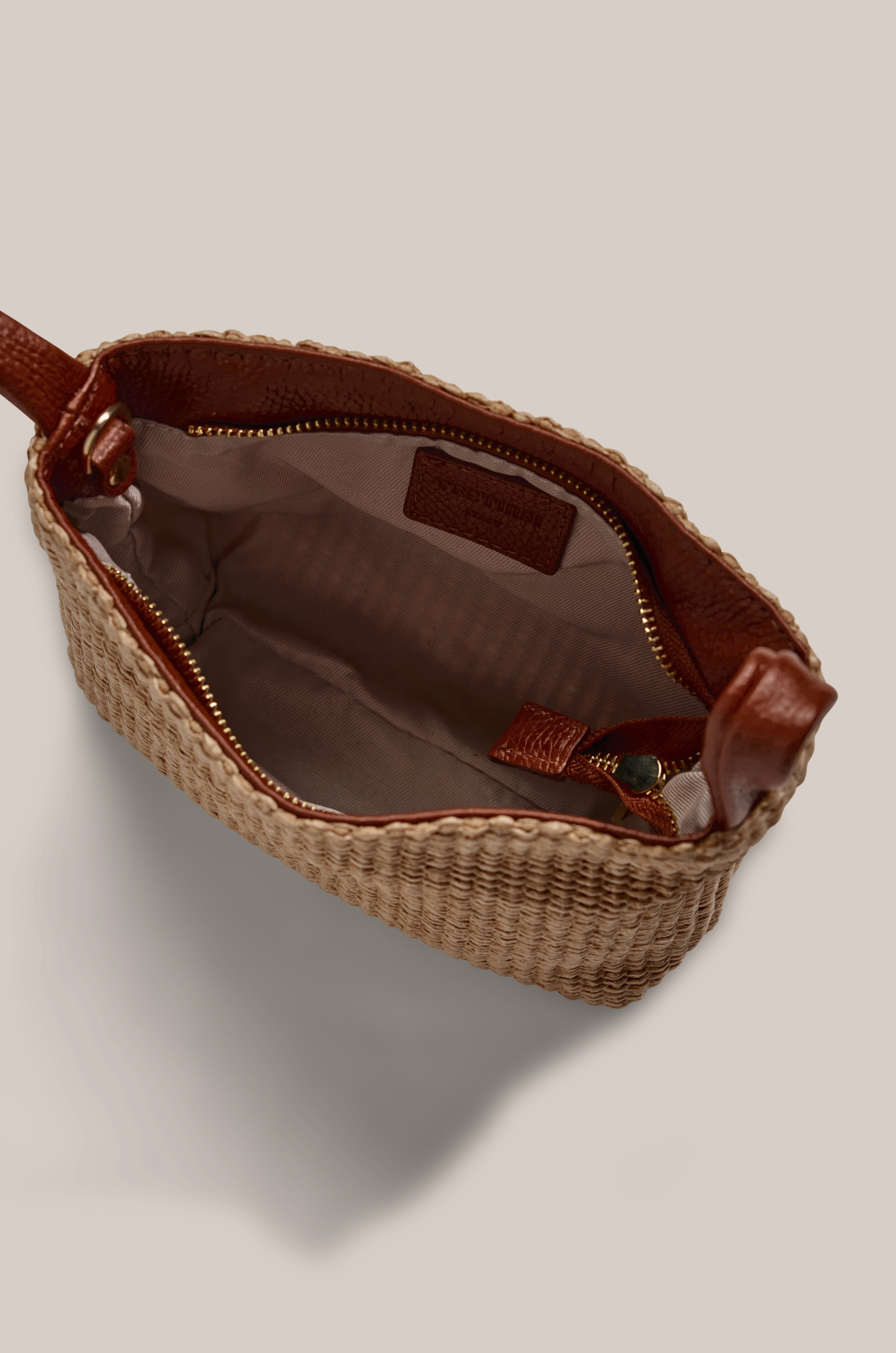 Jess Mini Tan Raffia Pouch