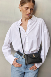 Sloane Mini Black Leather Crossbody Clutch