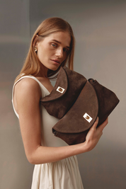 Sloane Mini Dark Chocolate Suede Crossbody Clutch