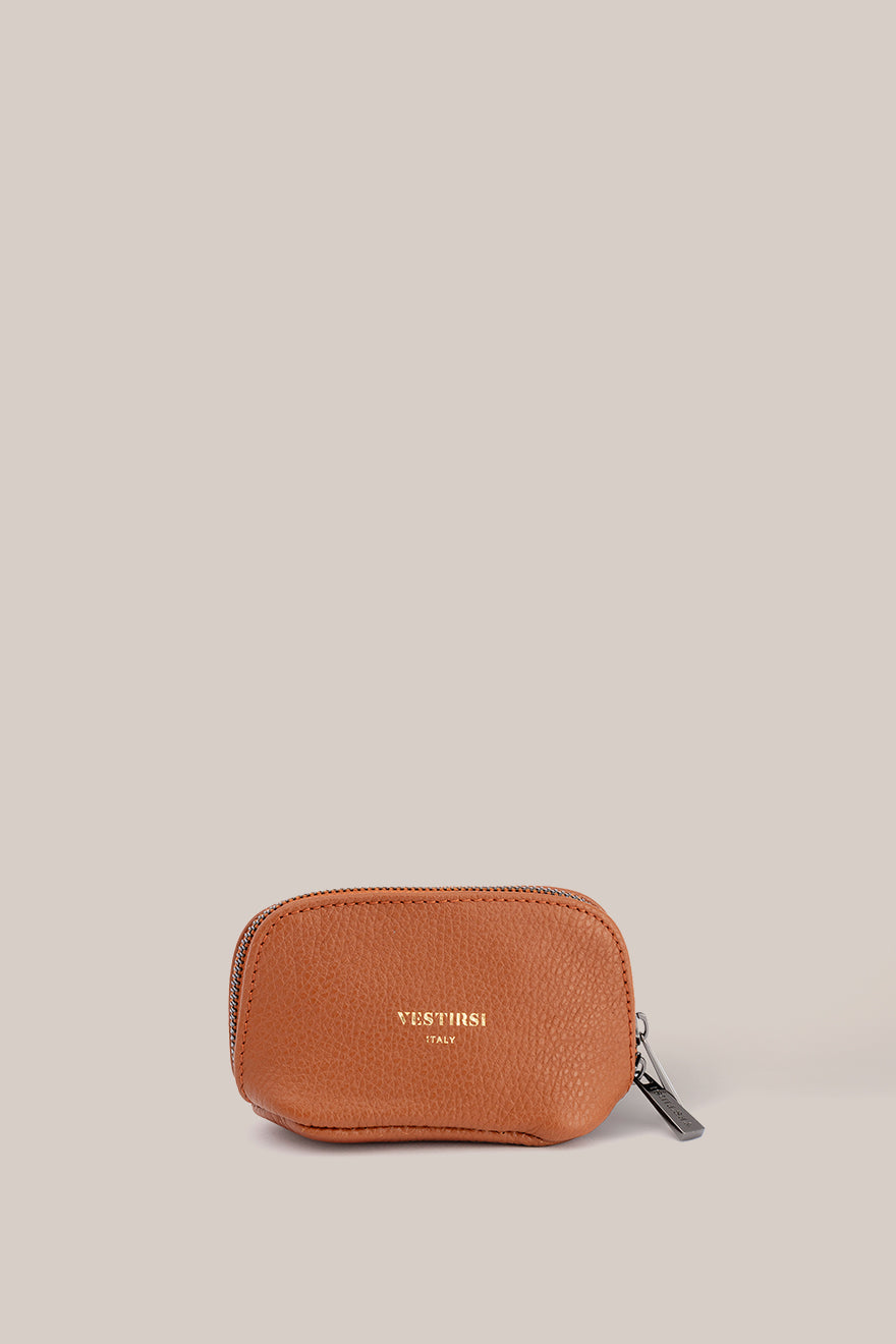Leather Tan Cosmetic Pouch Duo