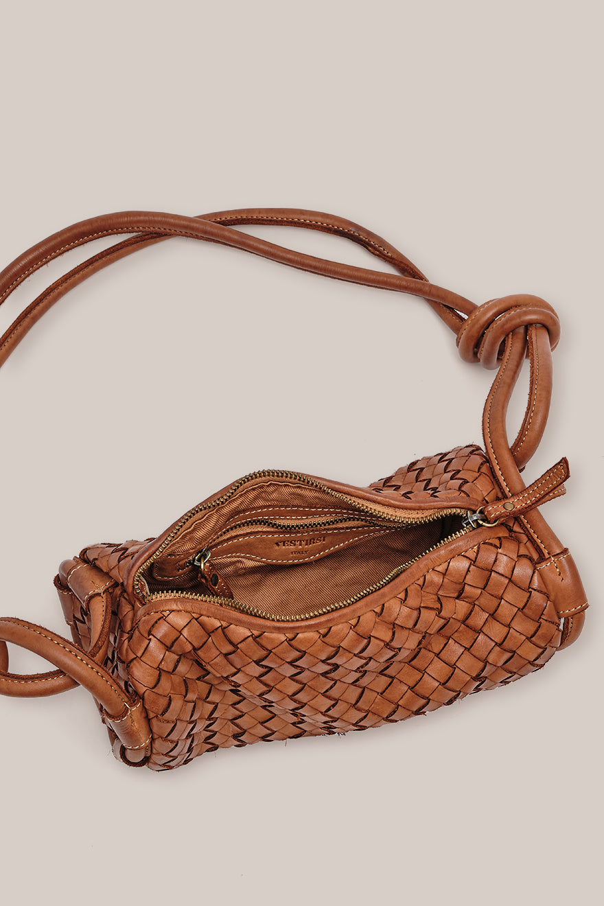 Woven Tube Crossbody Tan