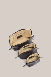 Leather Dark Chocolate Cosmetic Pouch Trio