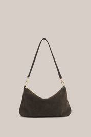 Ashley Dark Chocolate Suede Crossbody Bag