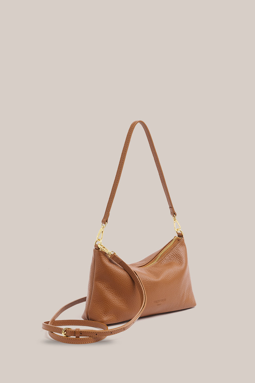 Ashley Tan Leather Crossbody Bag