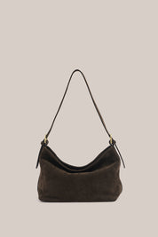 Eden Dark Chocolate Suede Shoulder Bag