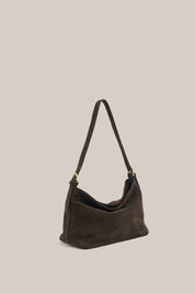 Eden Dark Chocolate Suede Shoulder Bag