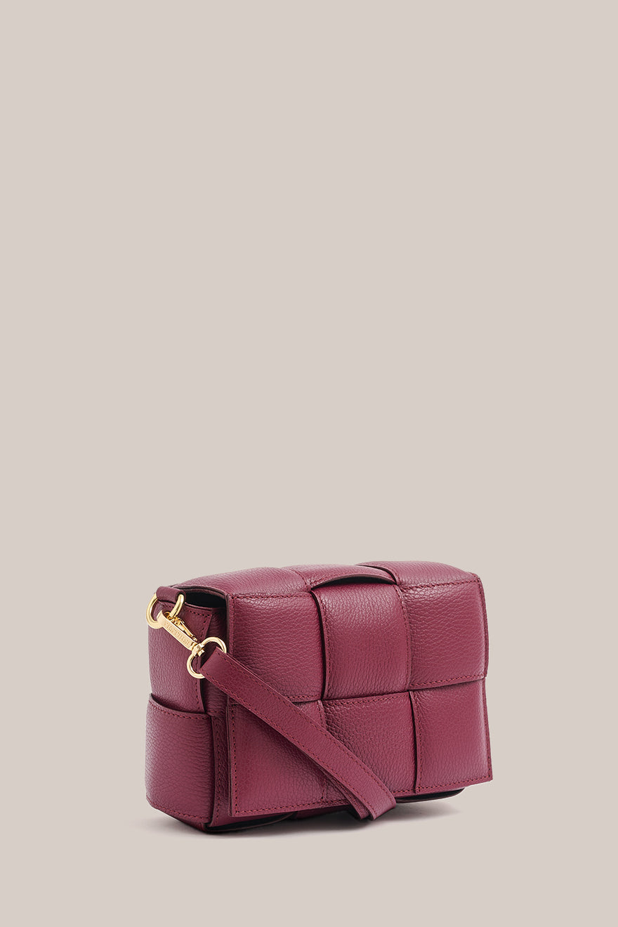 Margot Bordeaux Leather Woven Bag